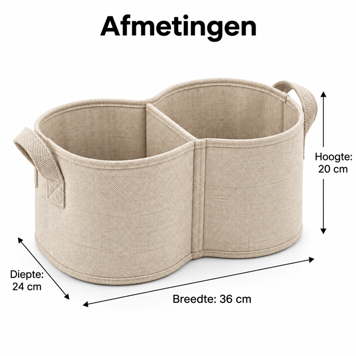 Vlindervormige opbergmand met twee vakken