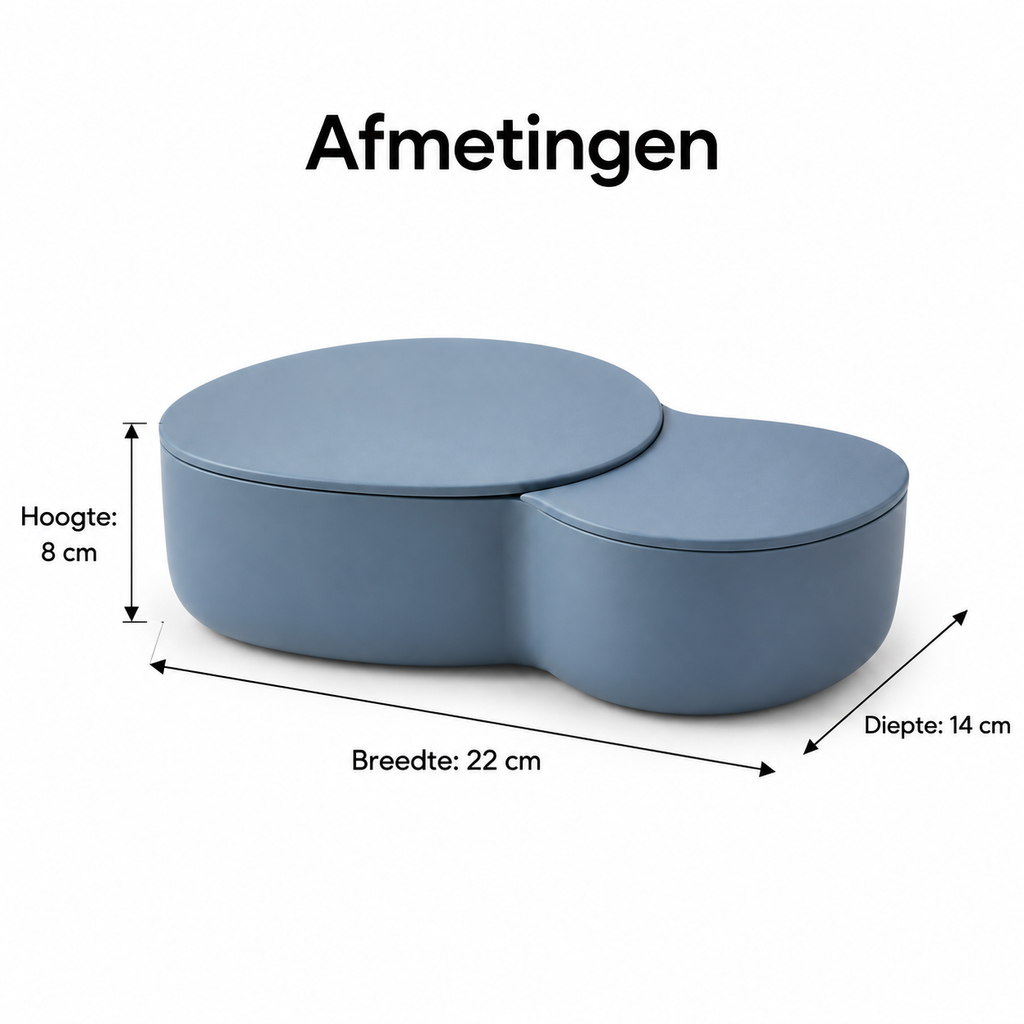 Kiezelvormige opbergdoos met twee vakken